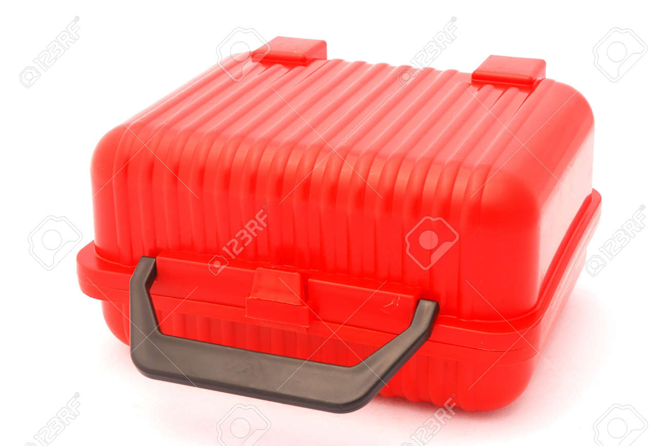 A Red Plastic Lunch Box For Kids Isolated On White Background Stock Photo Picture And Royalty Free Image Image 3270090