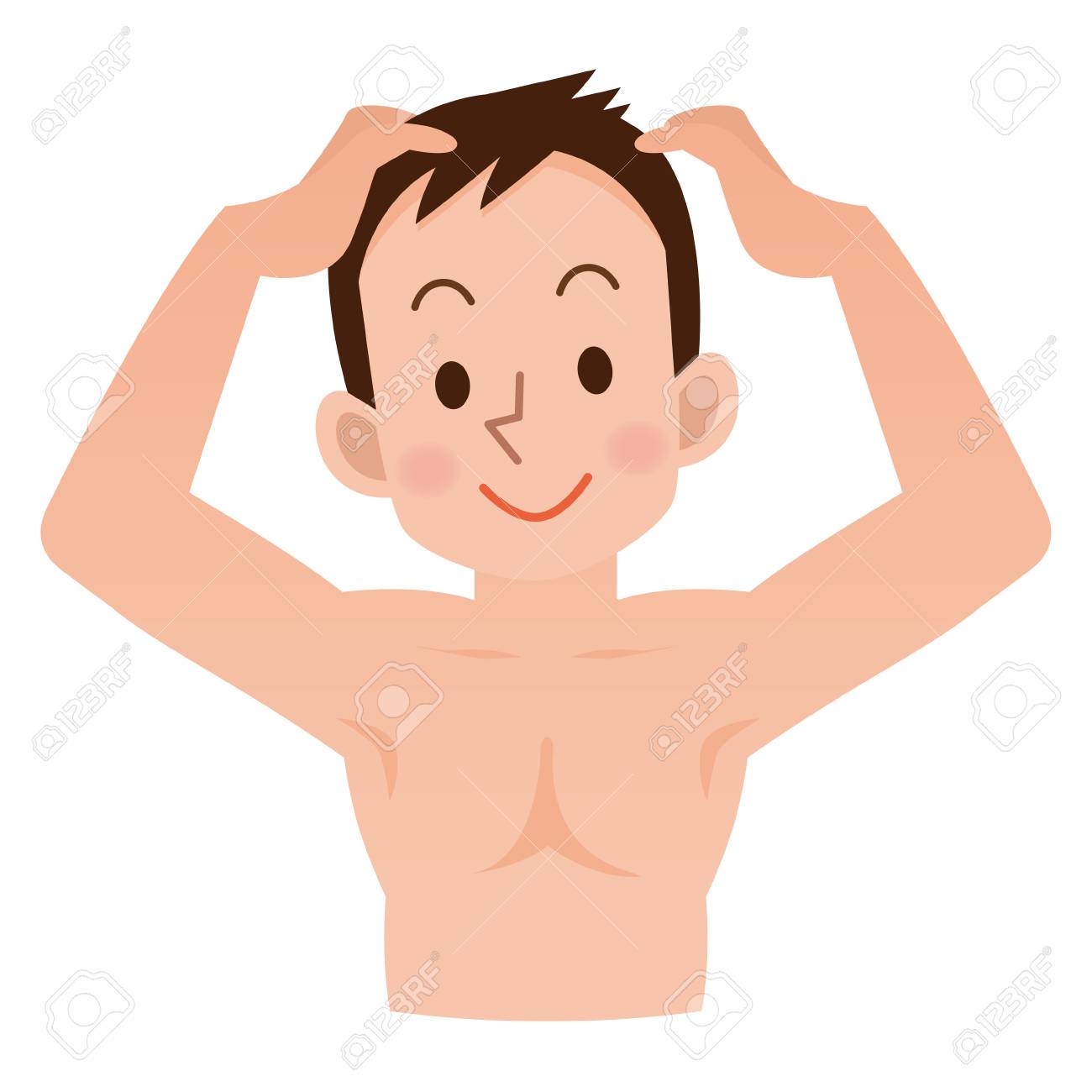 頭皮マッサージのイラストのイラスト素材 ベクタ Image