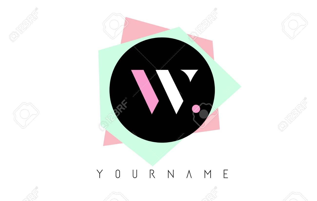 W Letter Logo Design Con Formas Geometricas De Colores Pastel