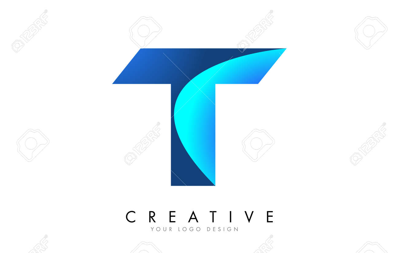 T Letter Logo Design With 3D And Ribbon Effect And Blue Gradient. Colorful  Rounded Letter. Royalty Free SVG, Cliparts, Vectors, and Stock  Illustration. Image 140419031., image size:1300x825