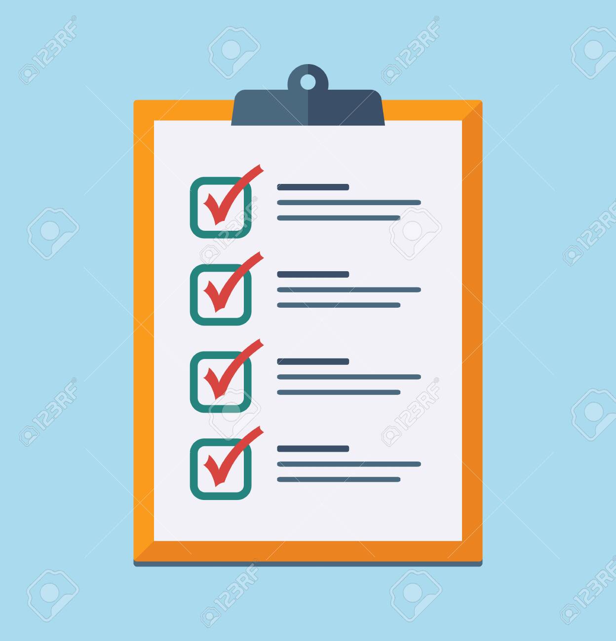 Check List Flat Icon. Vector Checklist Clipboard Royalty Free SVG, Cliparts,  Vectors, and Stock Illustration. Image 131933279., image size:1248x1300