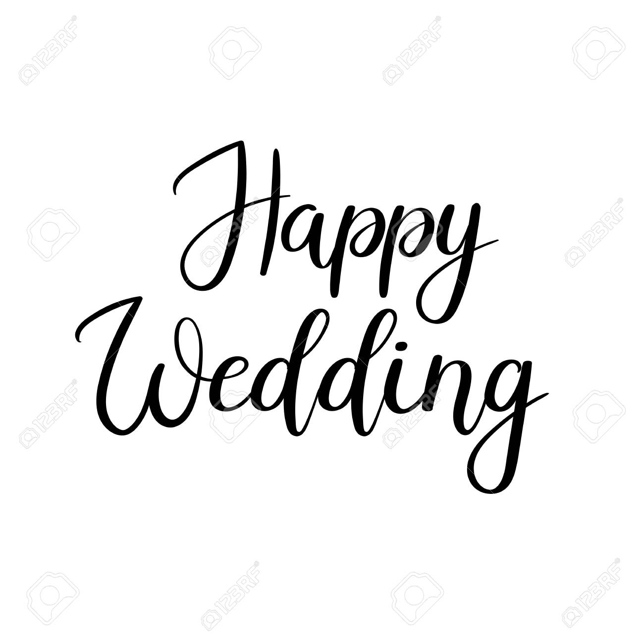 Banque d\u0027images , Texte de lettrage à la main de mariage heureux. Inscription de calligraphie pour cartes de voeux, mariage