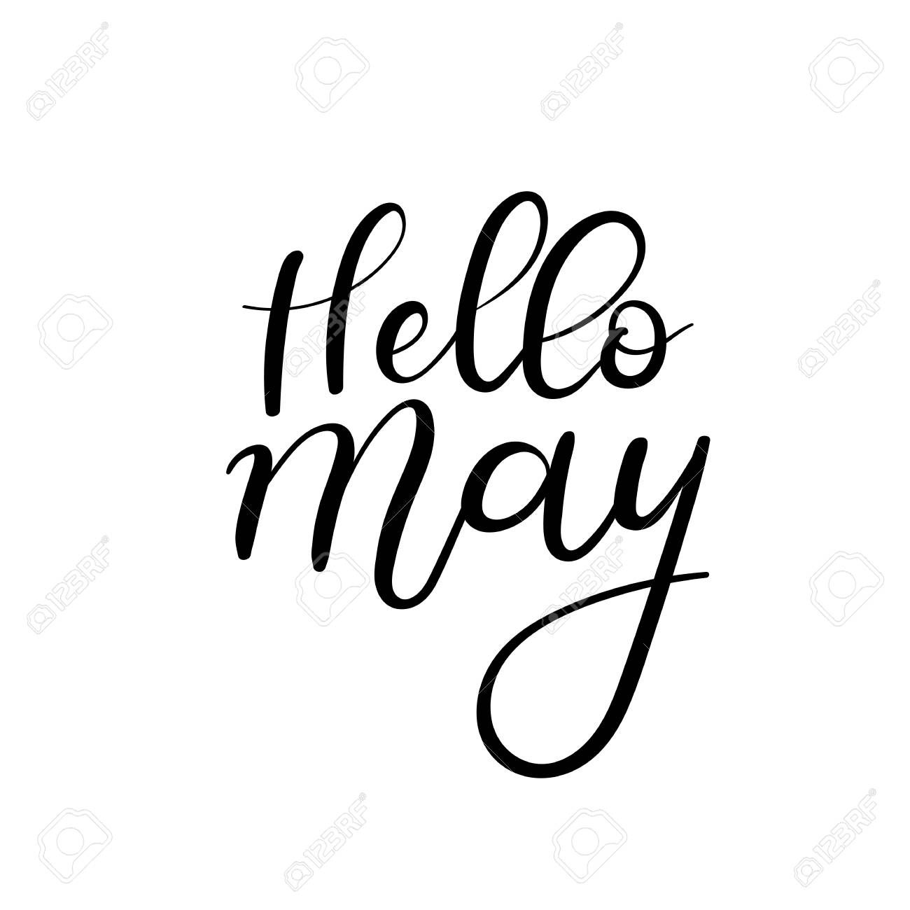 hello may calligraphy inscription spring greeting card postcard caligraphy template