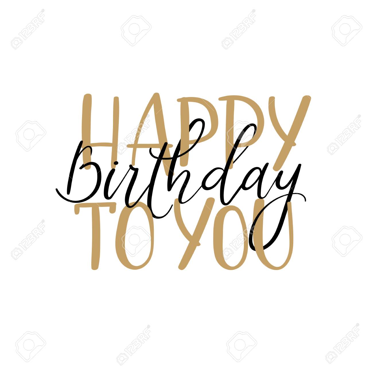 幸せな誕生日にする書道グリーティング カード手書きの碑文白い背景に分離されました 誕生日グリーティング カードのインク テキストを手書きポスター デザイン ギフト タグ ベクトル図 のイラスト素材 ベクタ Image