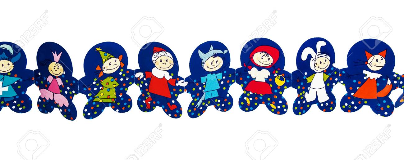 Vacances Guirlande Papier Pour Enfants Isole Sur Fond Blanc Banque D Images Et Photos Libres De Droits Image