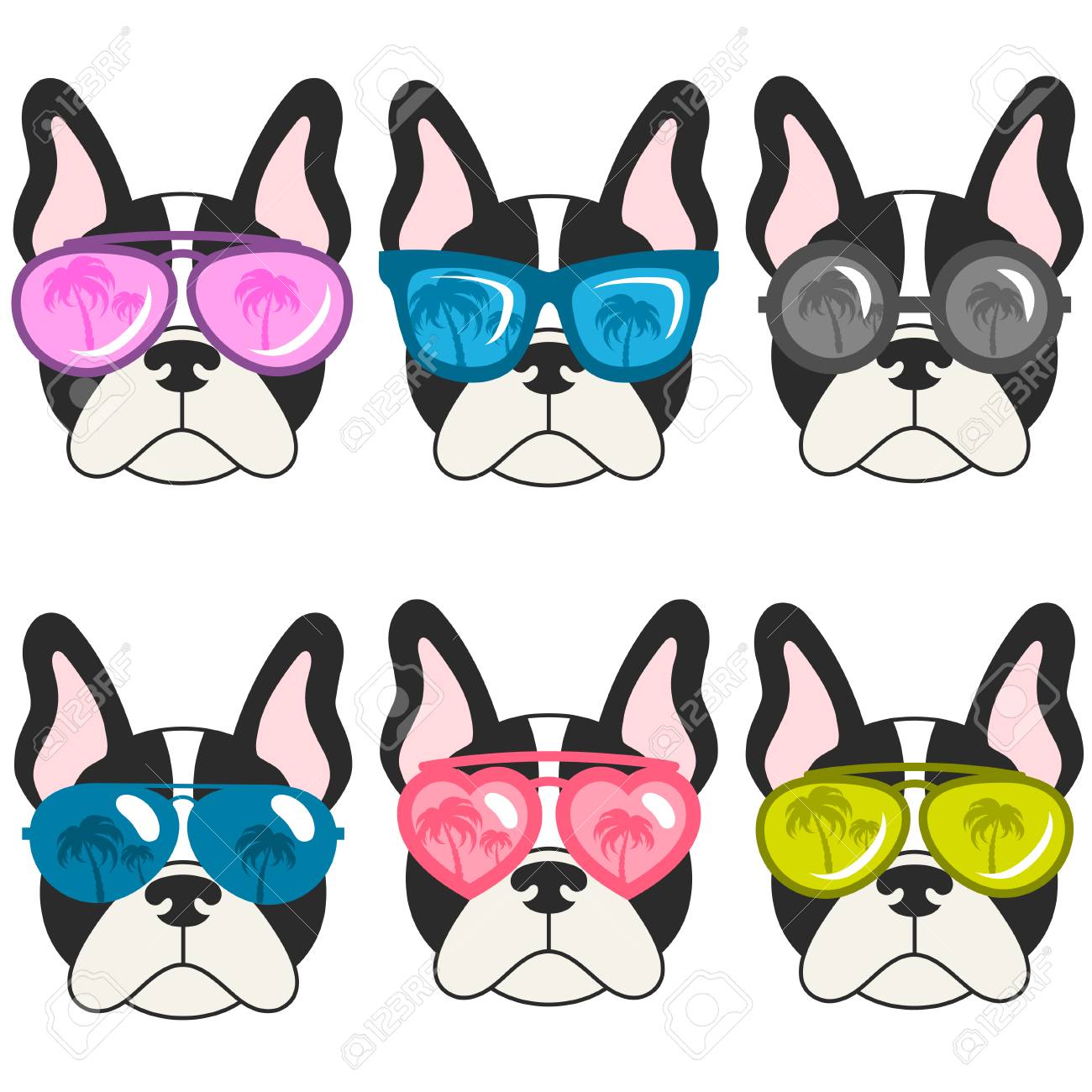 サングラス付きフレンチブルドッグのイラスト素材・ベクター Image