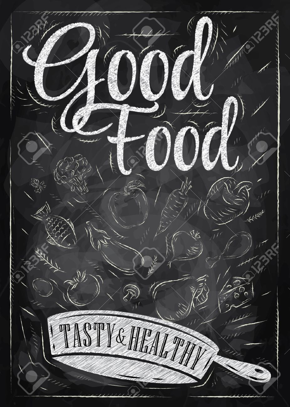 Poster buona cucina con padella in cui i prodotti volano disegno ...