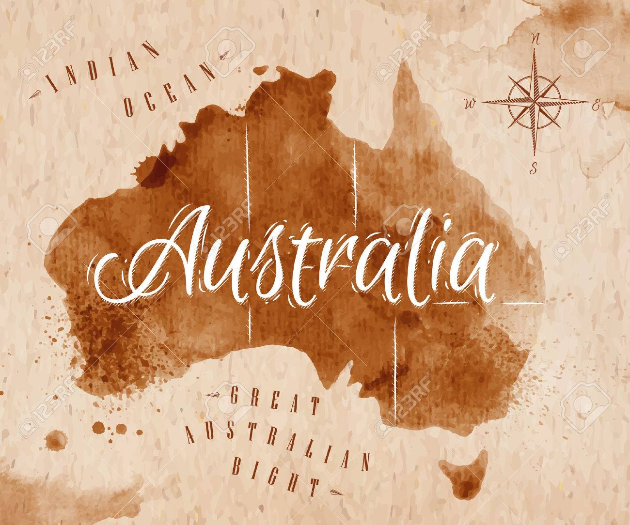 Carte De L Australie Retro Clip Art Libres De Droits Vecteurs Et Illustration Image
