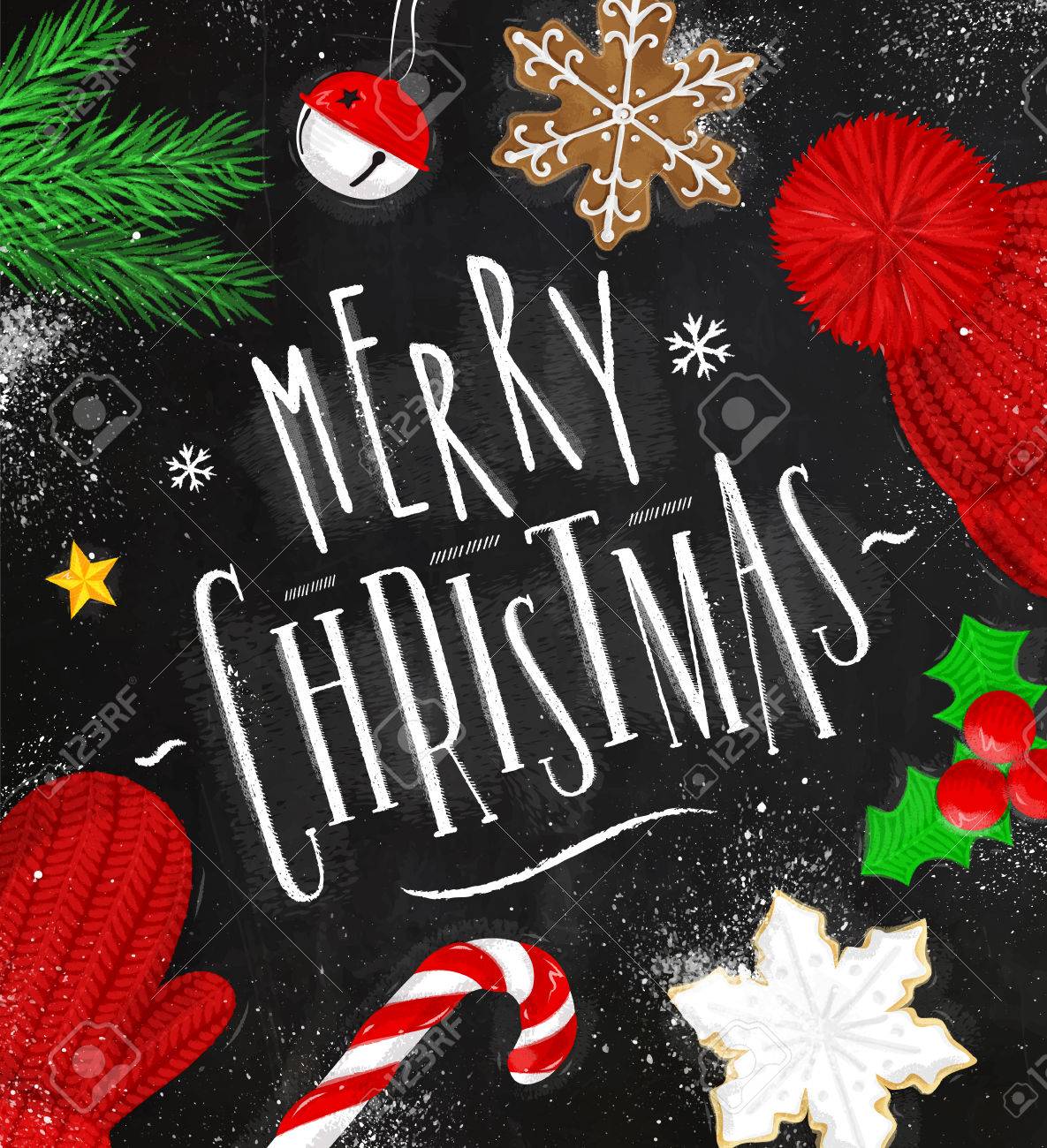 クリスマス ポスターの文字は黒板にビンテージ スタイルの描画メリー クリスマス ポスターの文字は黒板にビンテージ スタイルの描画メリー