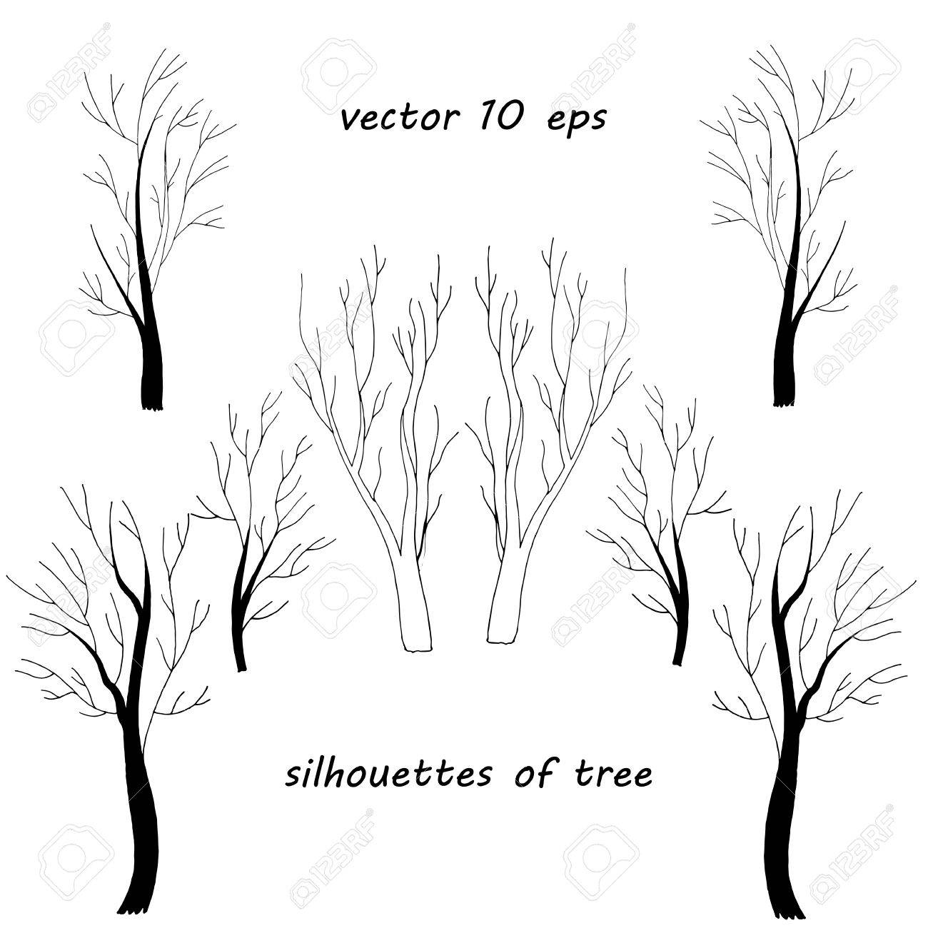 派手な枝を持つ木の幹のシルエット のイラスト素材 ベクタ Image