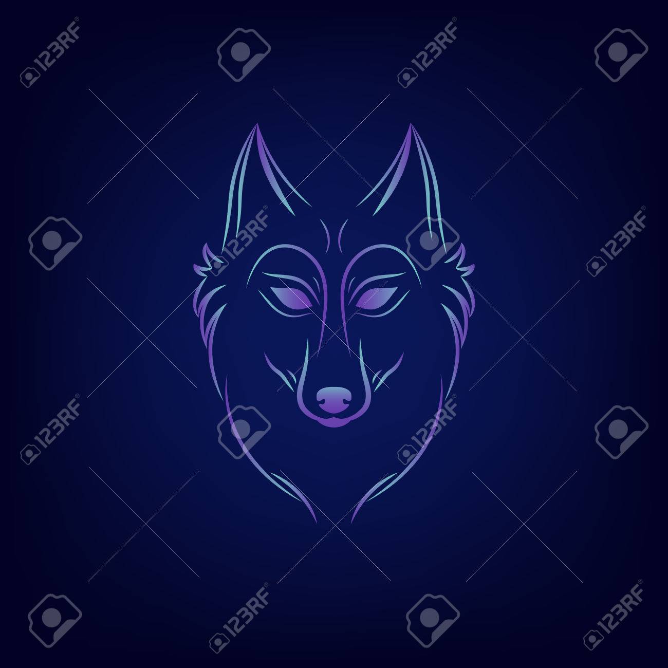 wolf silhouette vintage wolf face logo emblem template for business