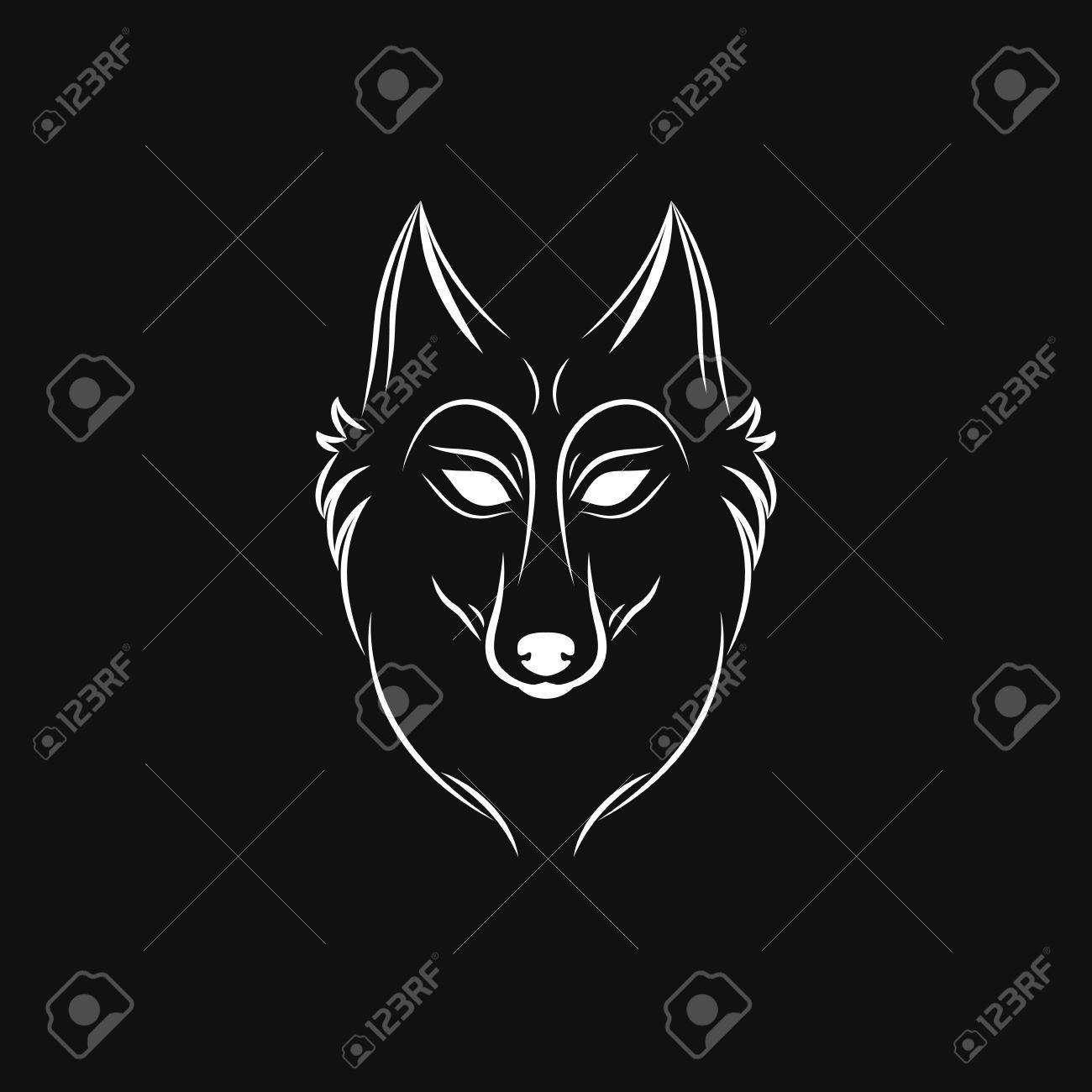 狼のシルエット ビンテージ オオカミ顔ロゴ エンブレム テンプレート ビジネスまたは T シャツの設計のため ベクトル狼ビンテージ デザイン要素 狼 のロゴ 狼のアイコン 白いシルエットのオオカミ のイラスト素材 ベクタ Image