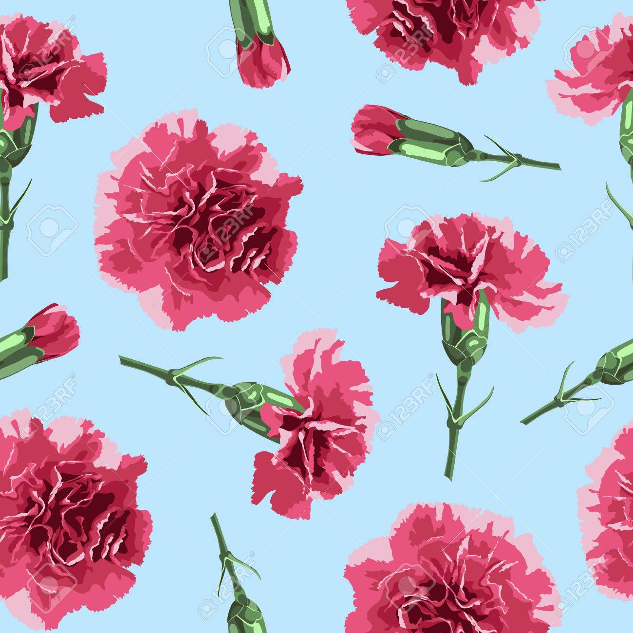 シームレス パターンのカーネーションの花 花の背景 壁紙 包装 梱包紙 現実的な赤い花を持つエレガントなパターン ビンテージ ベクトル図 Eps 10 のイラスト素材 ベクタ Image