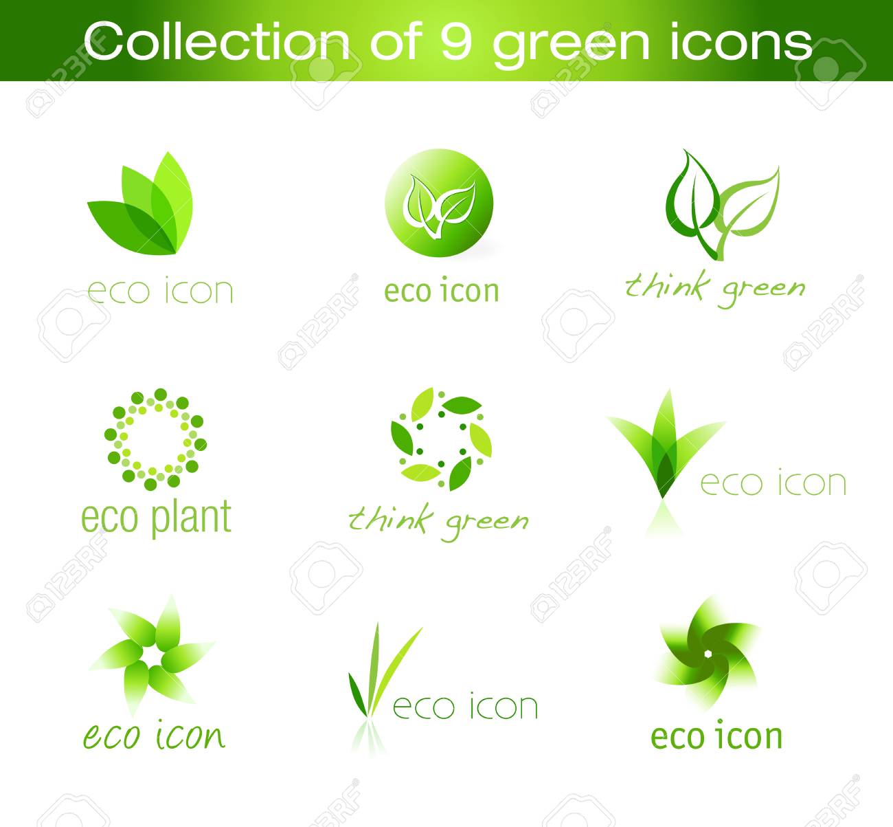グリーン エコロジーのアイコン集のイラスト素材 ベクタ Image