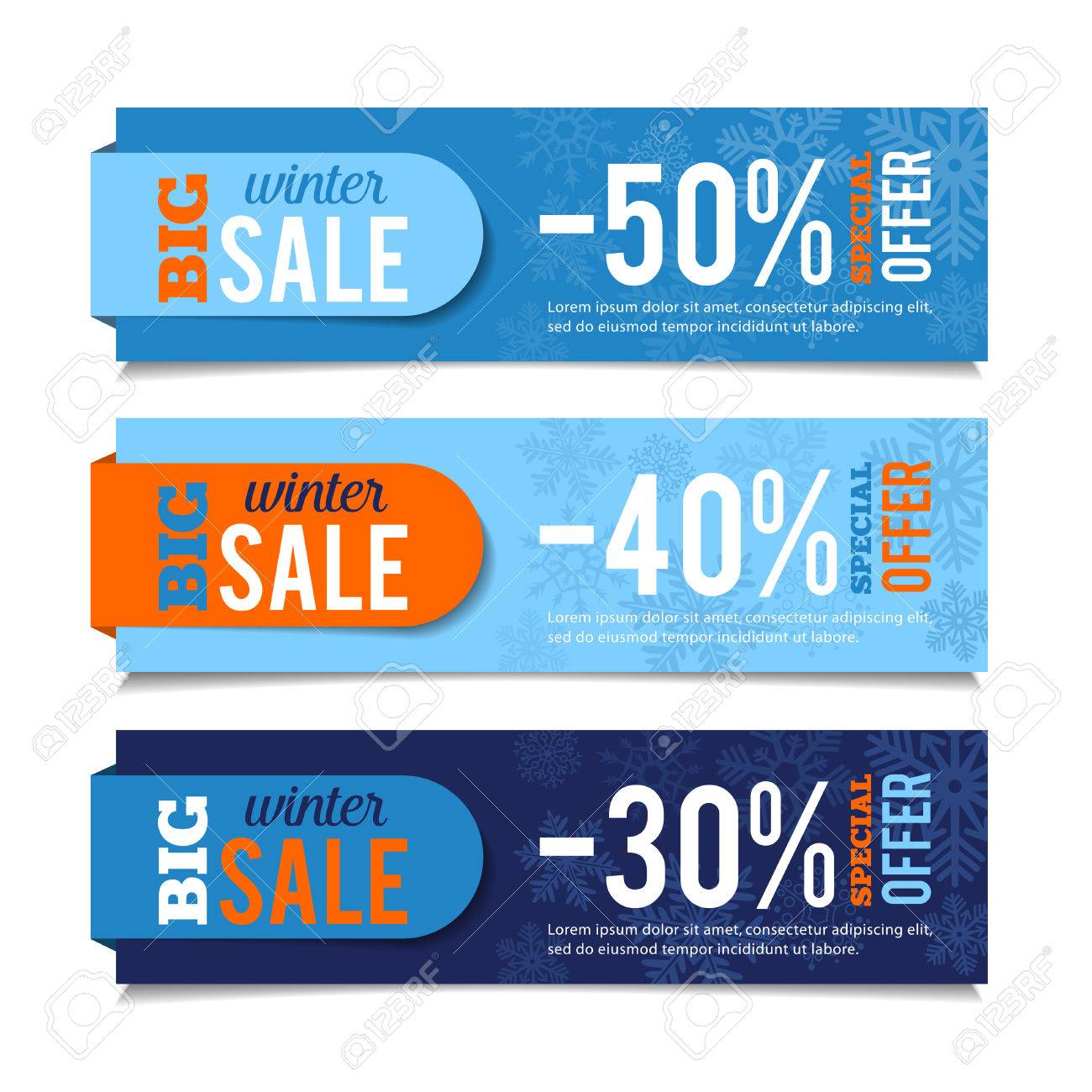 Winter sales banners, seasonal advertising, marketing events. For web or print. Vector graphic. - 50372221 Winter sales banners, seasonal advertising, marketing events. For web or print. Vector graphic. - 50372221