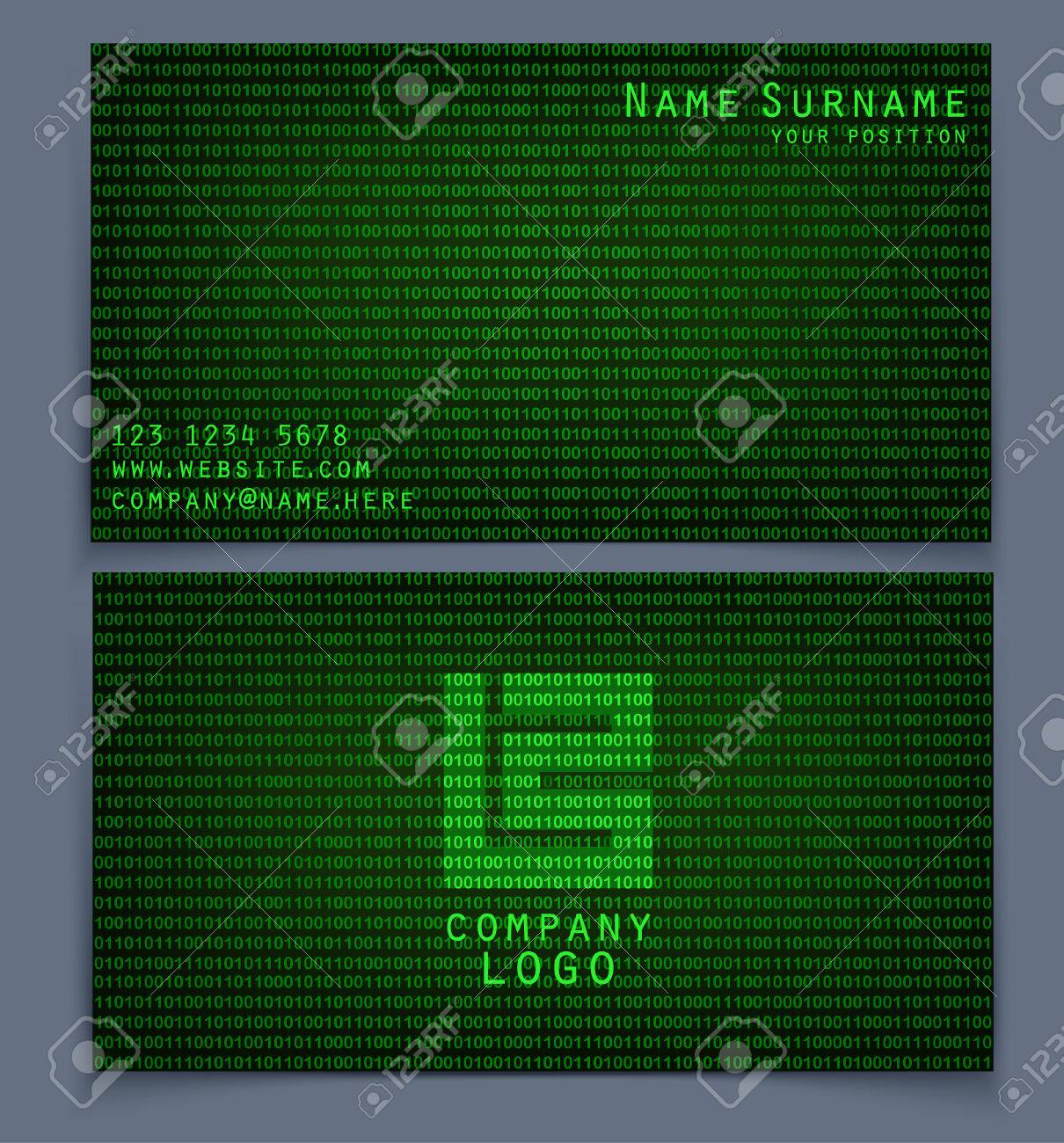 business card binary code template of visit card stylized binary visit cart sample