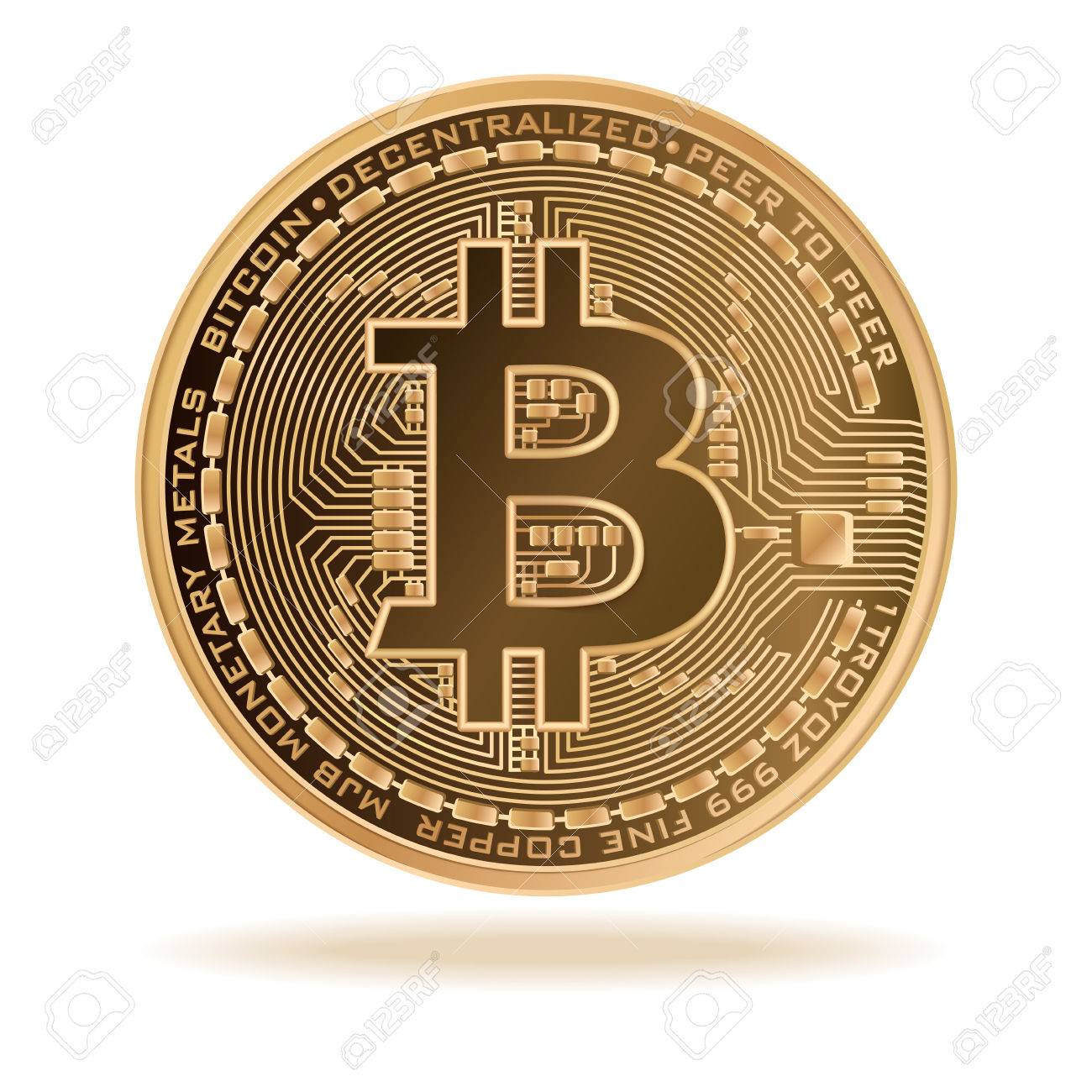 Bitcoin。物理ビット コイン。デジタル通貨。 Cryptocurrency。白い背景で隔離の Bitcoin  シンボルと黄金のコイン。株式ベクトル イラスト。のイラスト素材・ベクター Image 84436252