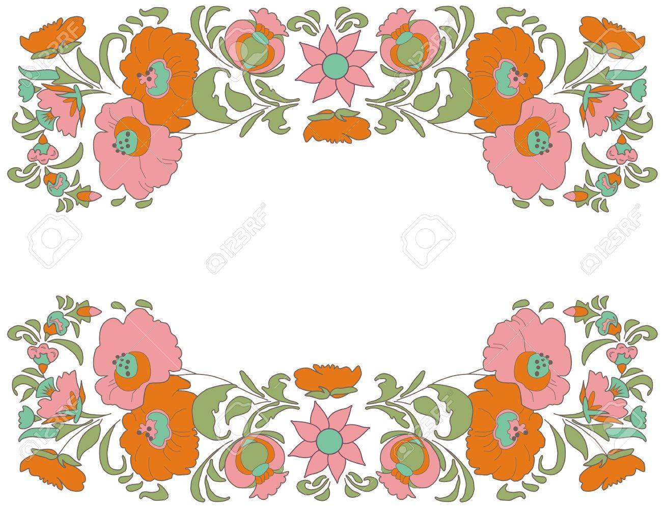 素敵な花柄パターン民族花花民芸直方だるま花パターン ヴィンテージ背景イラスト エスニックな装飾花民俗民族テーマ エキゾチックなカードのイラスト素材 ベクタ Image