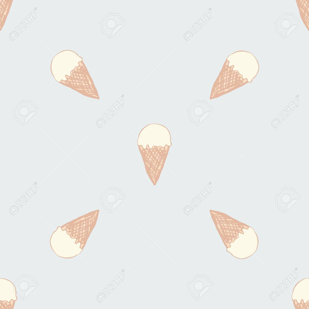 アイスクリームとのシームレスなパターン ヴィンテージ レトロなスタイルでかわいい背景 シームレスなベクトル イラスト印刷のための繊維 生地 表面 赤ちゃんのもの 紙 皮 スクラップの予約 のイラスト素材 ベクタ Image