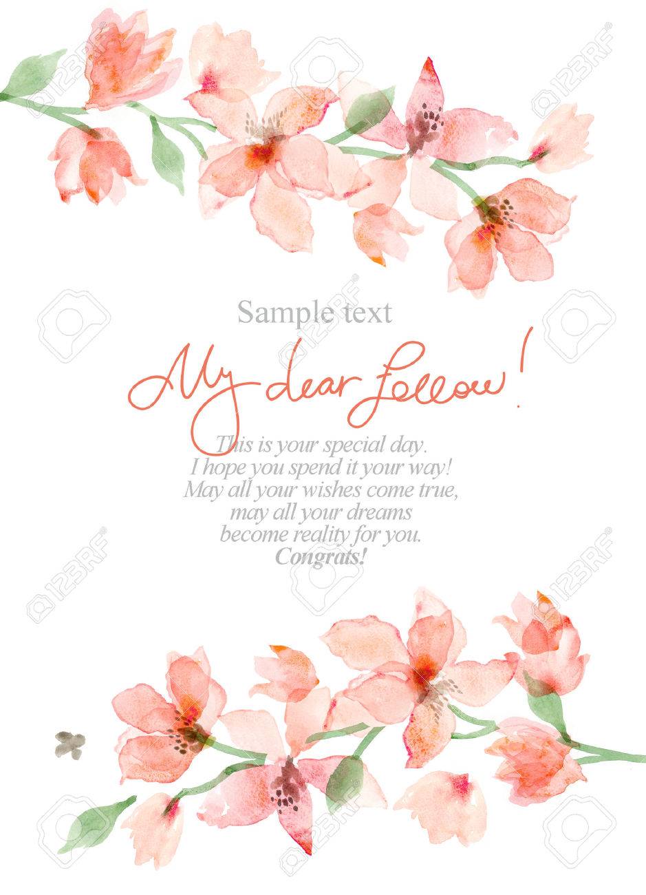 Watercolor Sakura. Floral background, flower painting - 64825601 Watercolor Sakura. Floral background, flower painting - 64825601