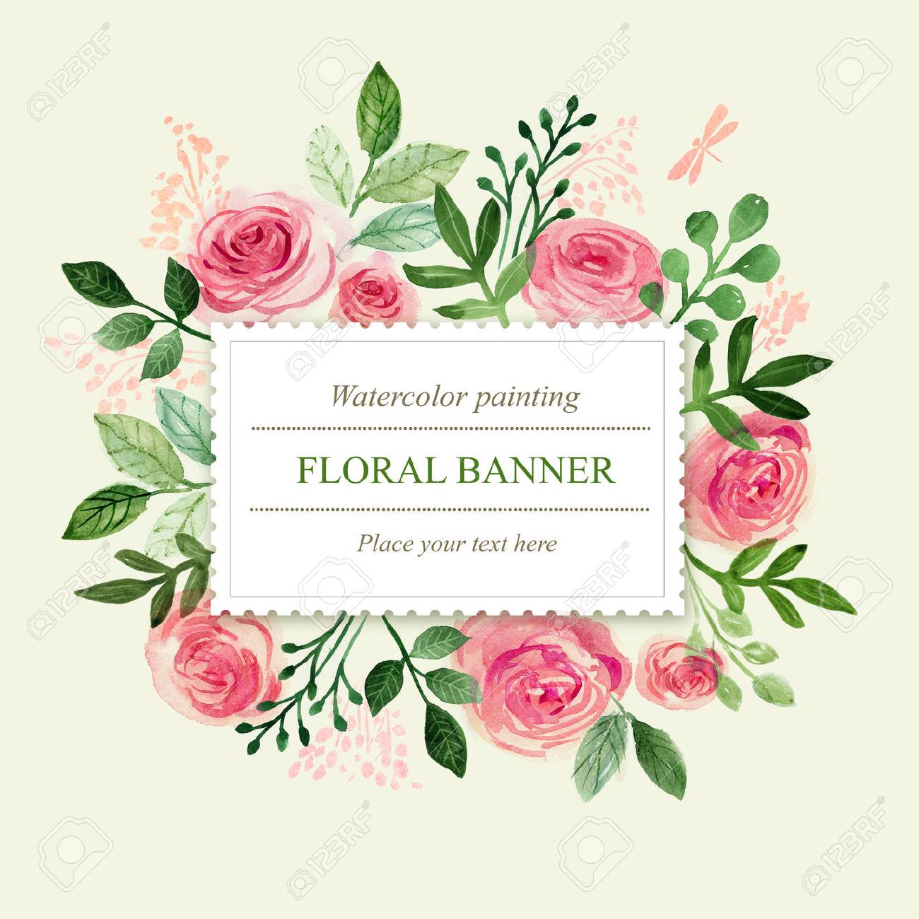 watercolor floral greeting card flowers roses handmade vintage flower card background