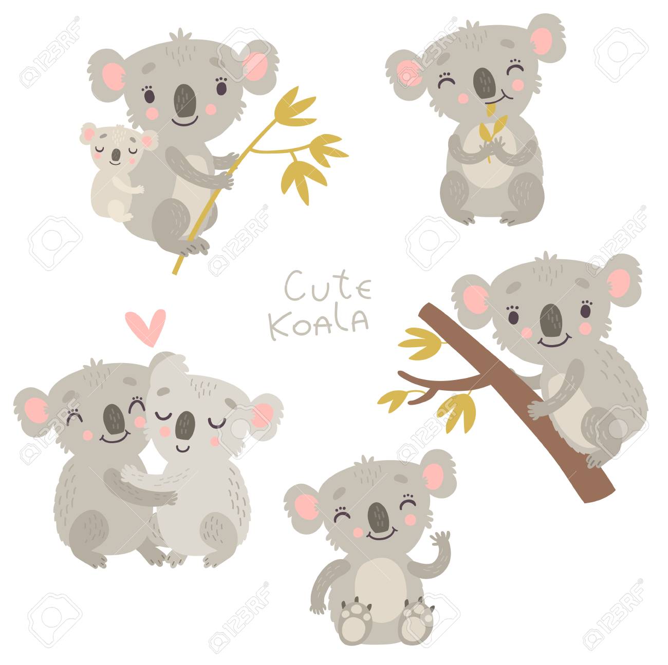 Koala Vector Set Royalty Free Cliparts Vectors And Stock Illustration Image