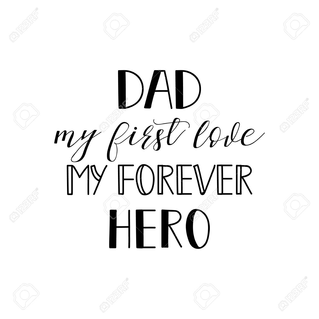 Papa Mon Premier Amour Mon Heros Pour Toujours Caracteres Illustration Vectorielle Dessines A La Main Clip Art Libres De Droits Svg Vecteurs Et Illustration Image