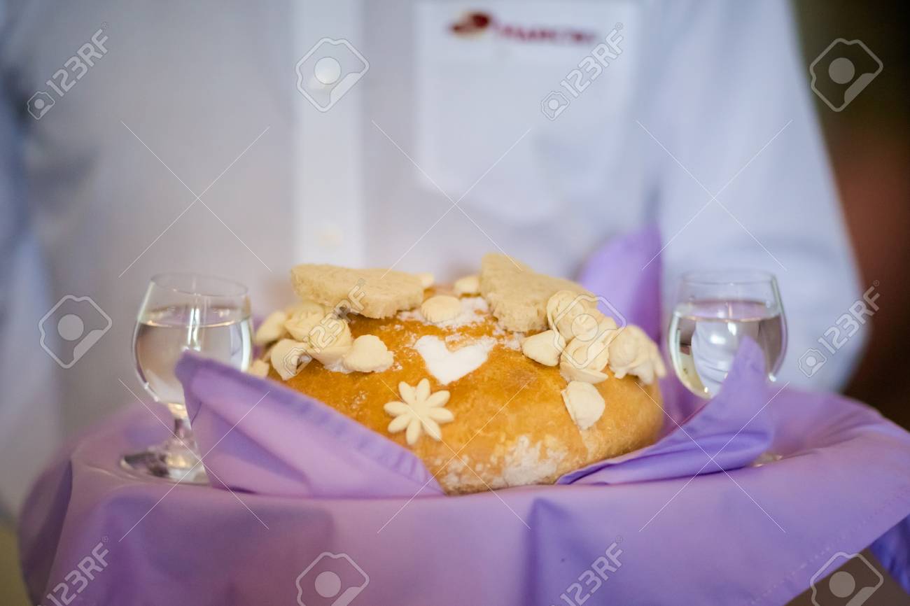 Polish Wedding Tradition Bread Salt And Vodka Stock Photo Image Of Cake Symbol 93409914