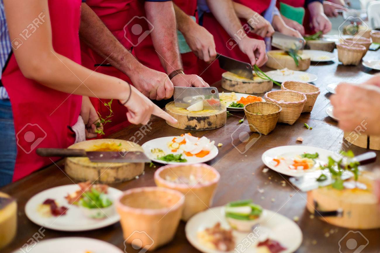 Traditional way of preparing thai food using chopper knife. Picture of traditional thai cuisine made of fresh ingredients taken during cooking class in Chiang Mai. - 78400673 Traditional way of preparing thai food using chopper knife. Picture of traditional thai cuisine made of fresh ingredients taken during cooking class in Chiang Mai. - 78400673