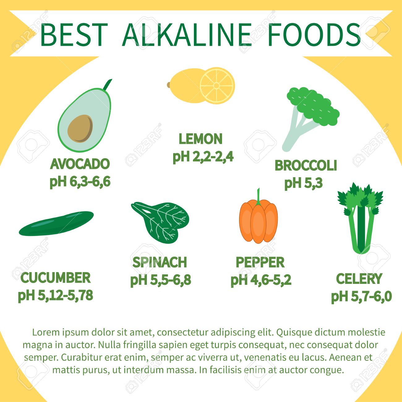 List Of Alkaline Foods Alkaline Foods Are Foods That Raise Royalty Free Cliparts Vectors And Stock Illustration Image 71191922