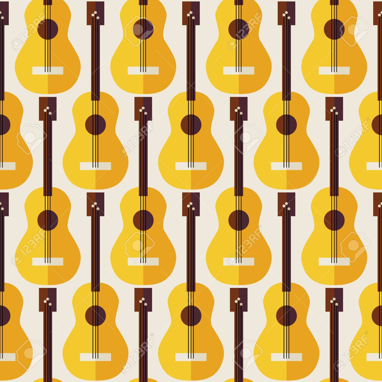 pattern music instrument guitar flat style vector seamless texture