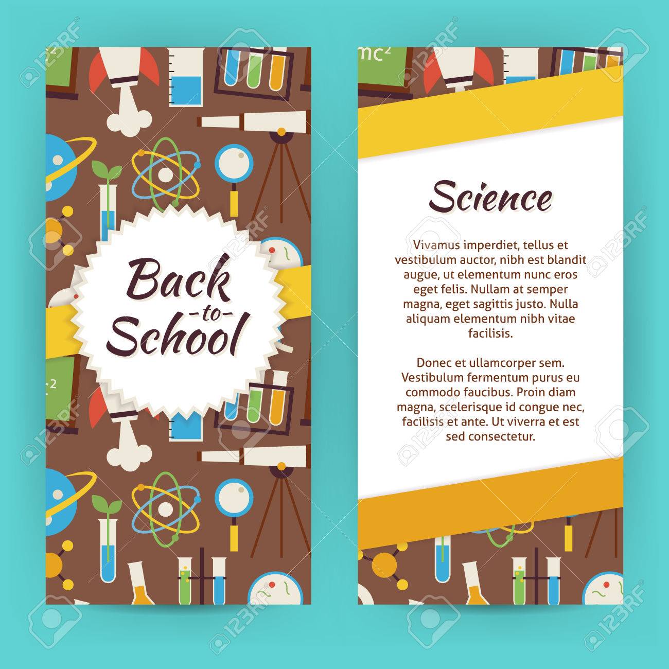 flyer template of school knowledge science and education objects