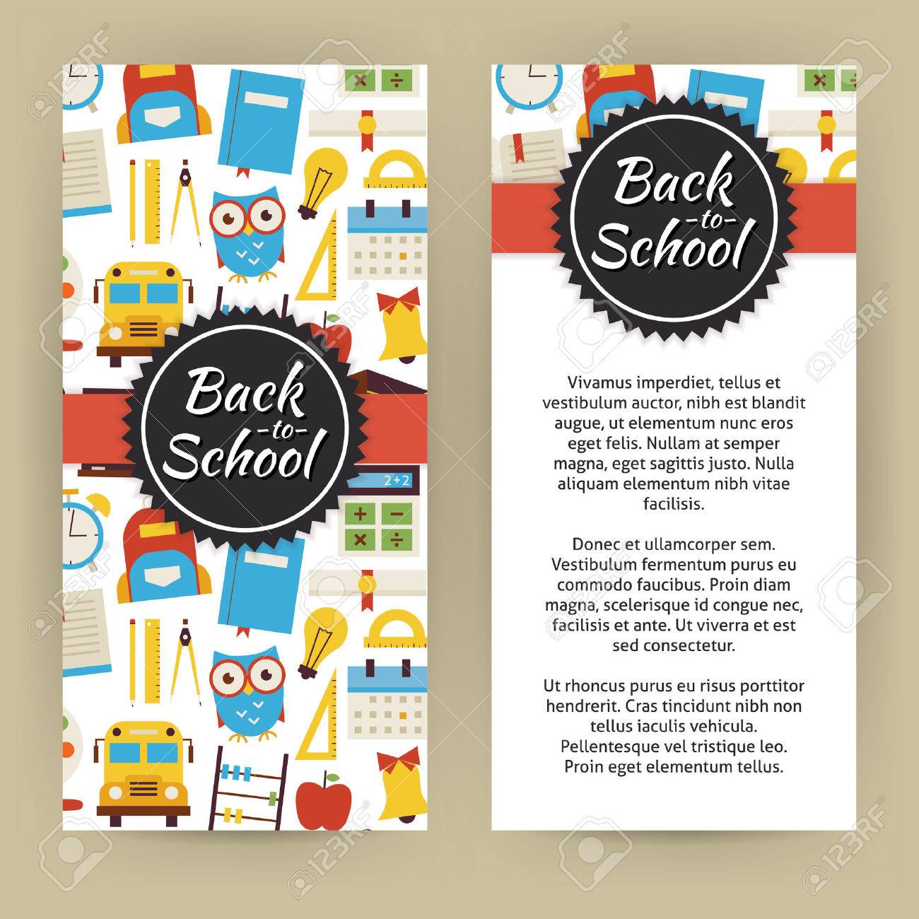 flyer template of back to school and education objects and elements