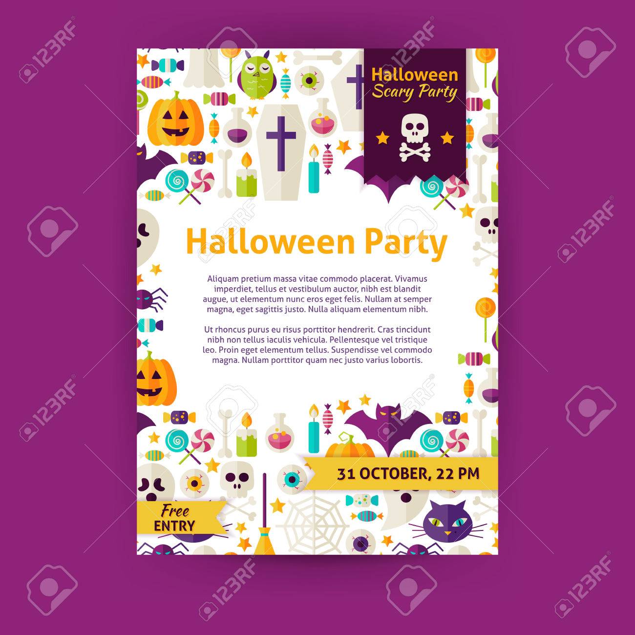 halloween party holiday invitation template flyer flat design halloween template flyer