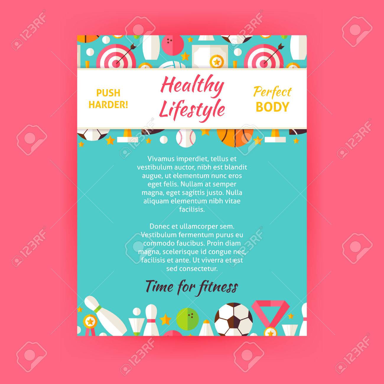 healthy lifestyle sport invitation template flat design