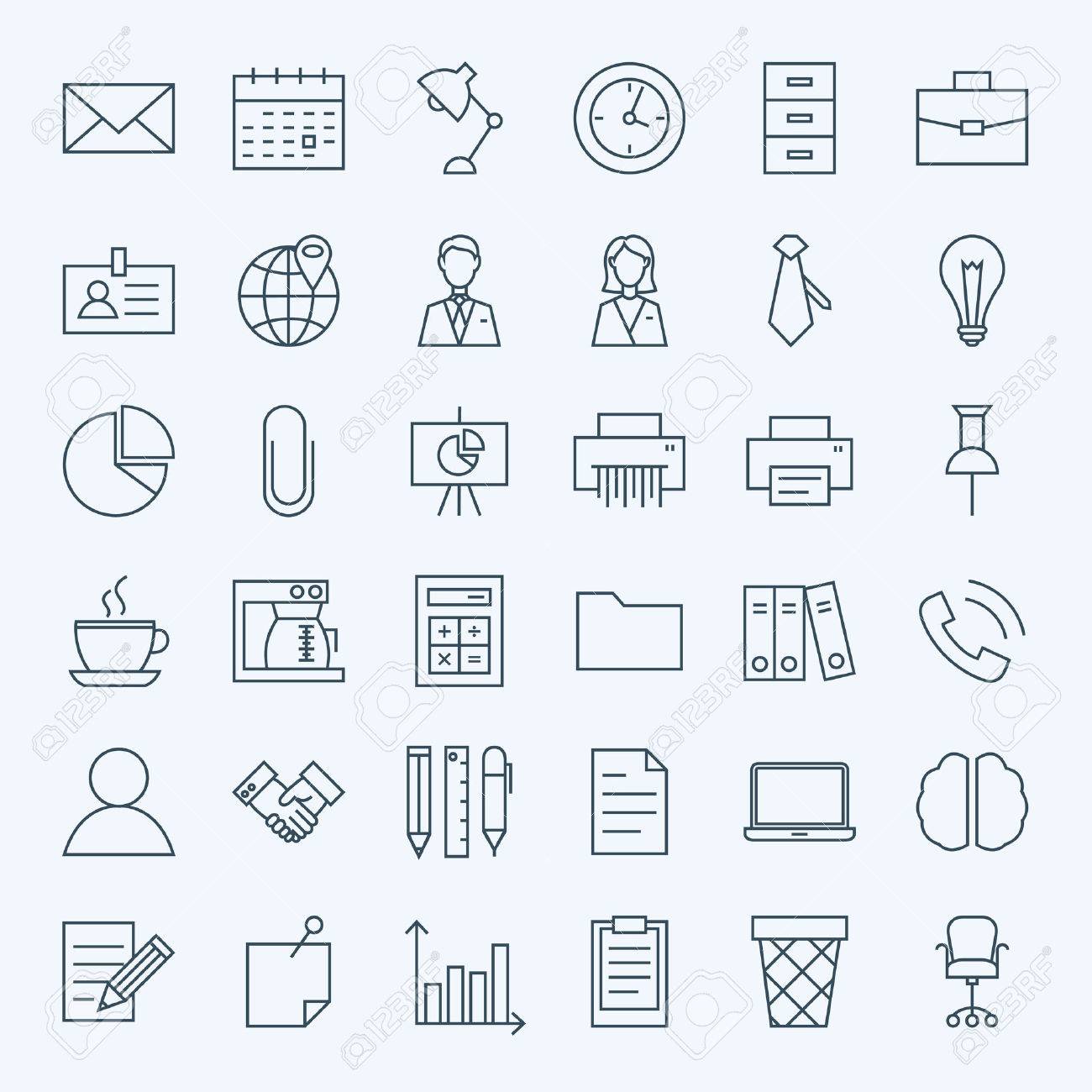 Line Business Office Icons Set. Set of Modern Thin Outline Working Place and Job Items. - 54184008 Line Business Office Icons Set. Set of Modern Thin Outline Working Place and Job Items. - 54184008