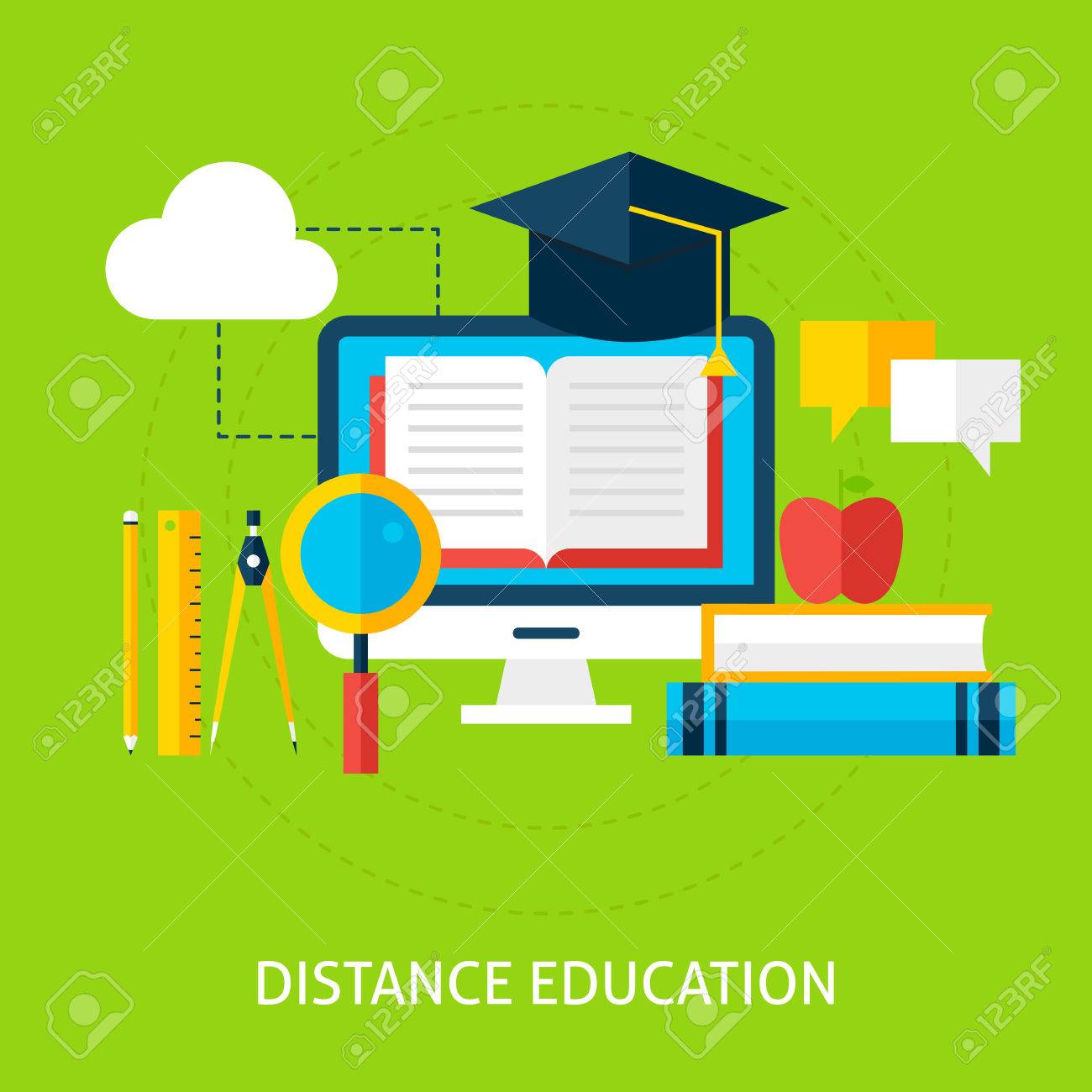 Distance Education Concept Flat Design Vector Illustration Royalty Free Cliparts Vectors And Stock Illustration Image