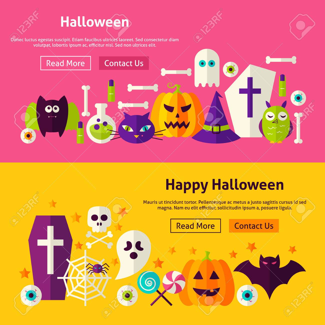 happy halloween website banners vector illustration for web halloween web site