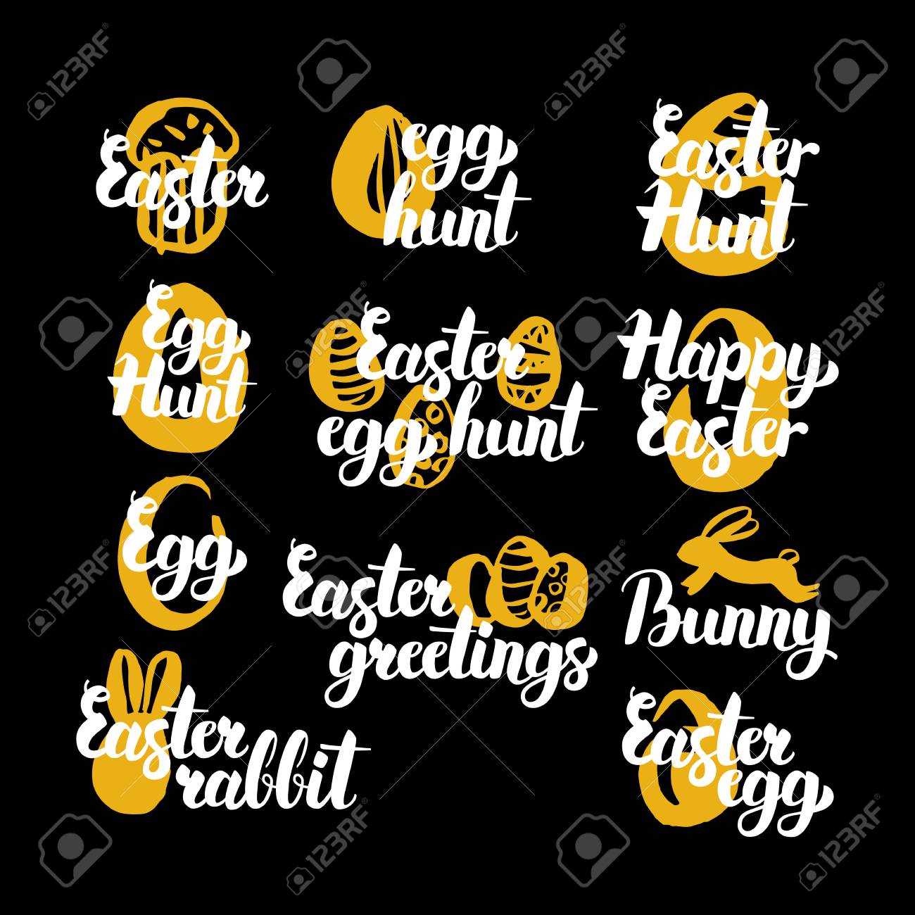 簡単なイースターの挨拶手描き下ろし引用符 のイラスト素材 ベクタ Image