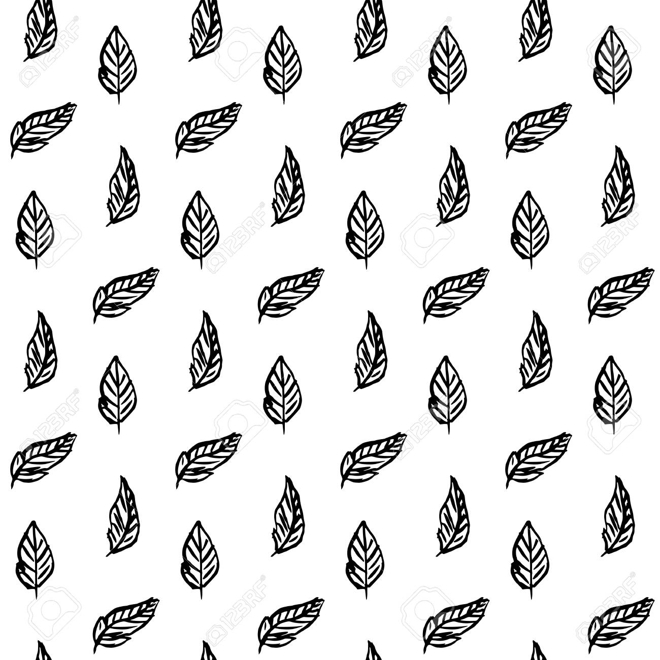 植物の葉ブラシのシームレス パターンのイラスト素材 ベクタ Image