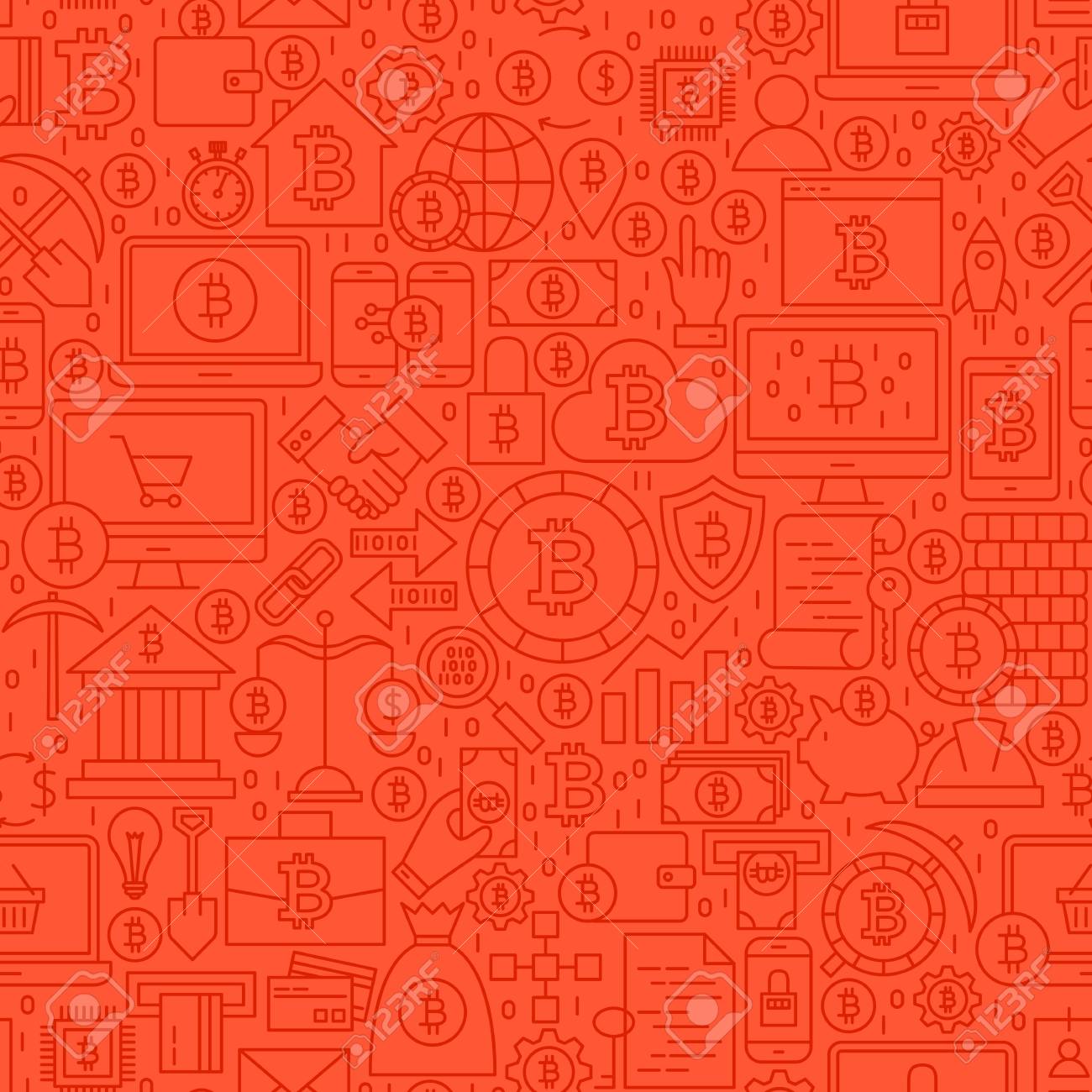 레드 라인 Bitcoin 연속 패턴. 윤곽 타일 배경 벡터 일러스트 레이 션. Cryptocurrency 재무 항목. 로열티 무료  사진, 그림, 이미지 그리고 스톡포토그래피. Image 79030449