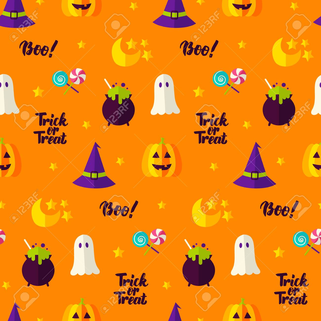 トリック オア トリートのシームレスなパターン 休日の背景のベクトル イラスト 楽しいハロウィンをお過ごし下さい の写真素材 画像素材 Image