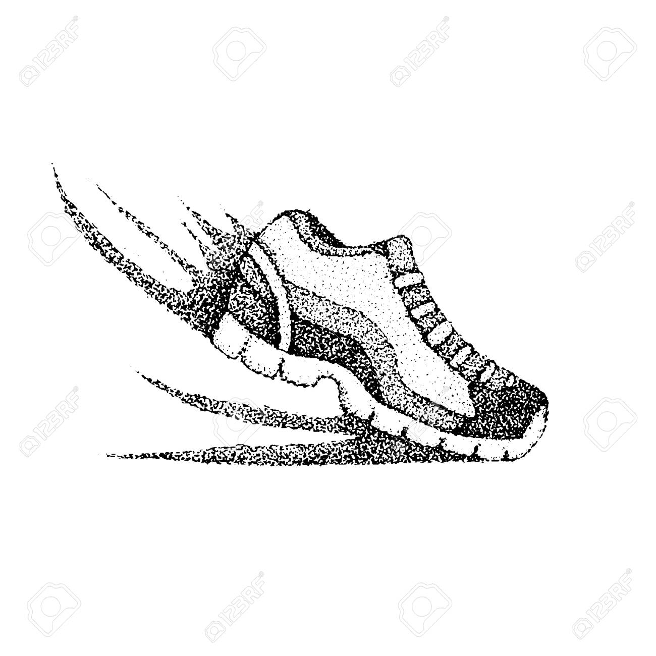 Dotwork Running Sneaker. Vector Illustration Of T-shirt Design. Tattoo Hand  Drawn Sketch. Royalty Free SVG, Cliparts, Vectors, and Stock Illustration.  Image 110244188., image size:1300x1300