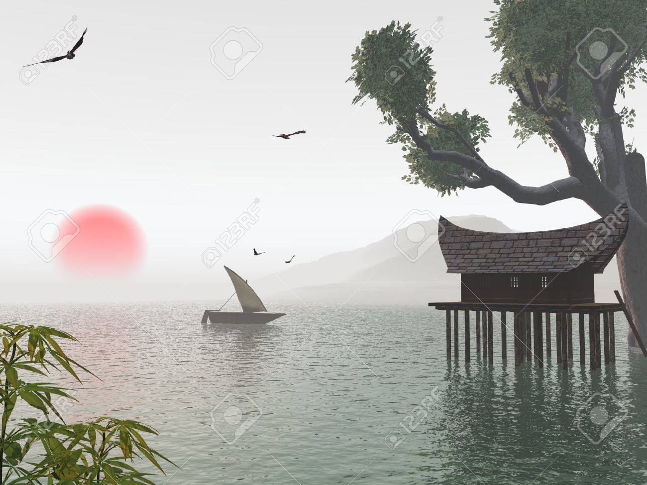 dreamy asian landscape stock photo picture and royalty free image