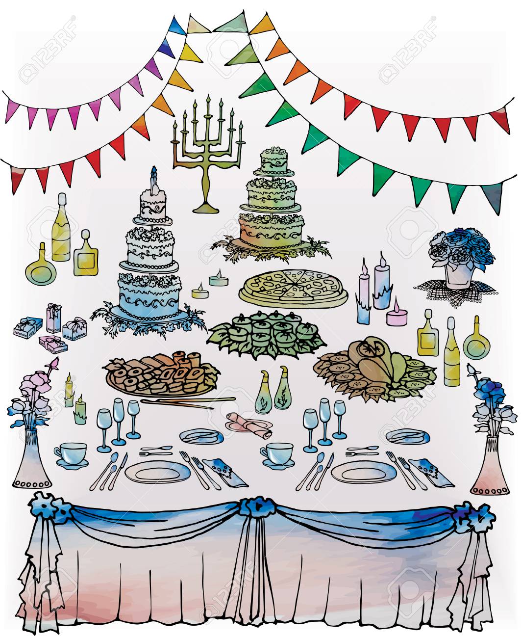 Picture Of A Richly Decorated Table For A Traditional Jewish Royalty Free Cliparts Vectors And Stock Illustration Image 96427100