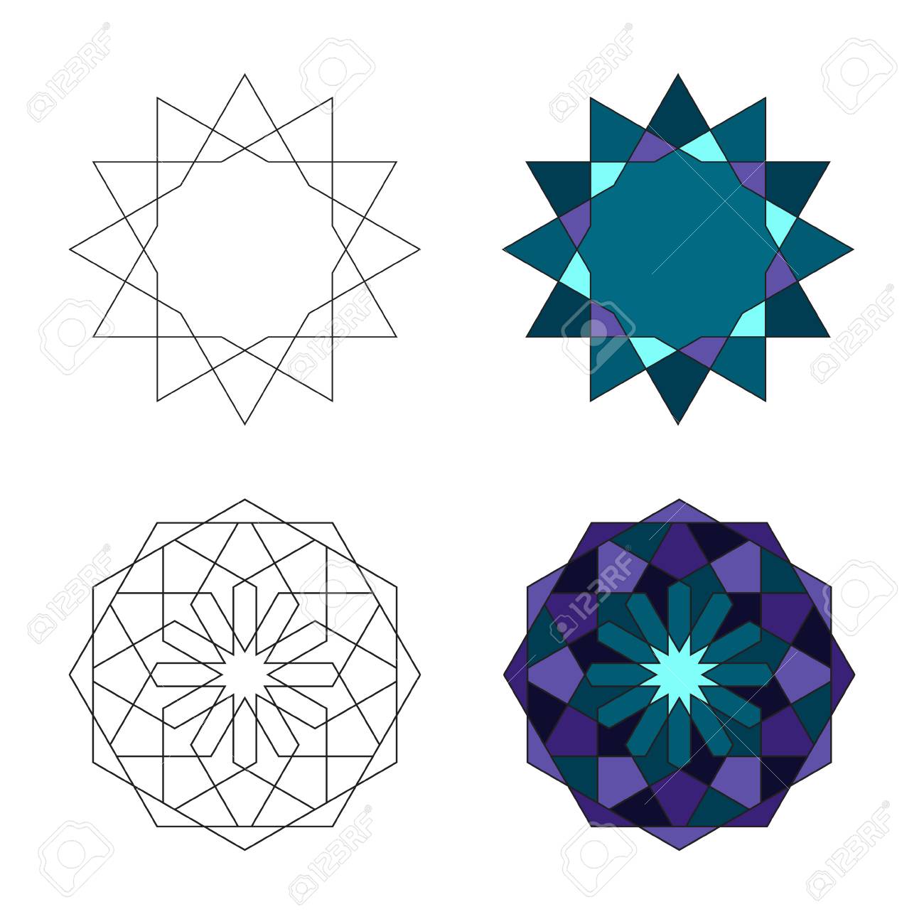 sacred geometry pattern in arabic pattern background ロイヤリティ