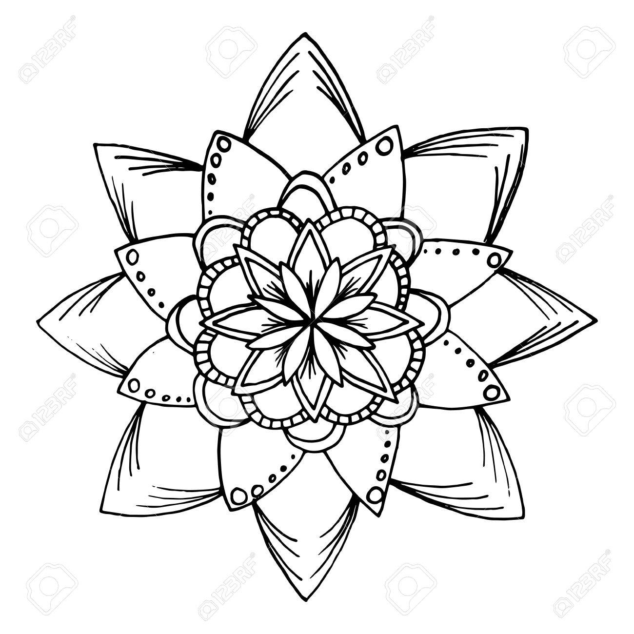 Hand Drawn Flower Mandala For Cards Invitations And Coloring Book Boho Style Stock Vector
