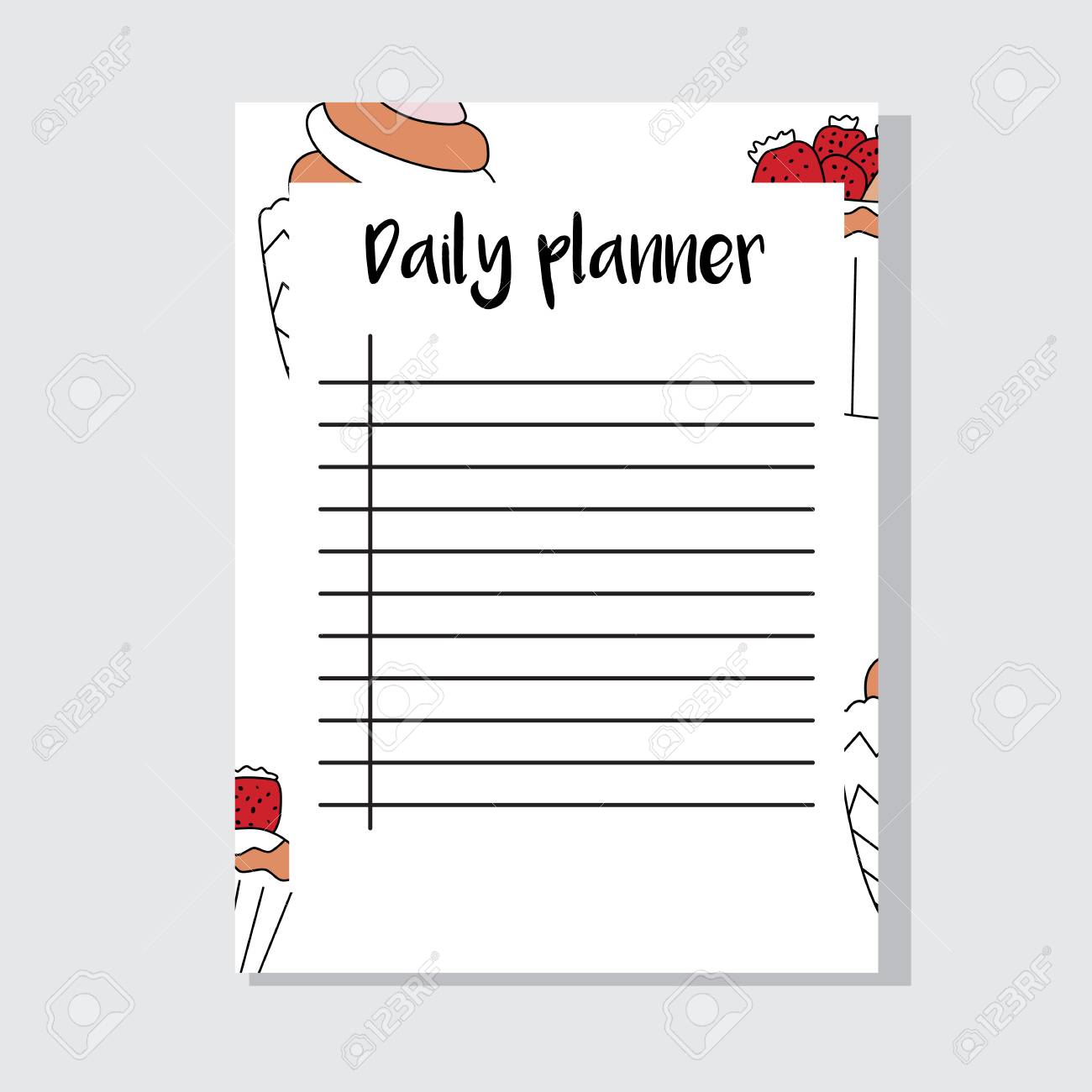 daily planner with cupcake seamless pattern in cartoon style