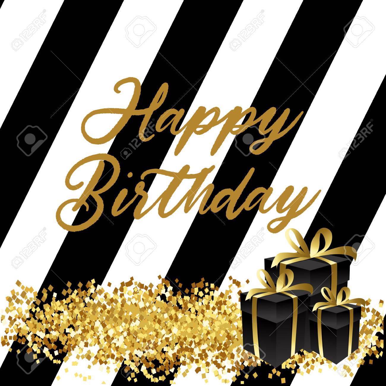 Joyeux Anniversaire Belle Carte De Voeux Raye Calligraphie Texte Noir Mot Etoiles D Or Conception D Impression T Shirt D Invitation Dessine A La Main Brosse Moderne Manuscrite Lettrage Vecteur Isole De Fond Blanc Clip Art
