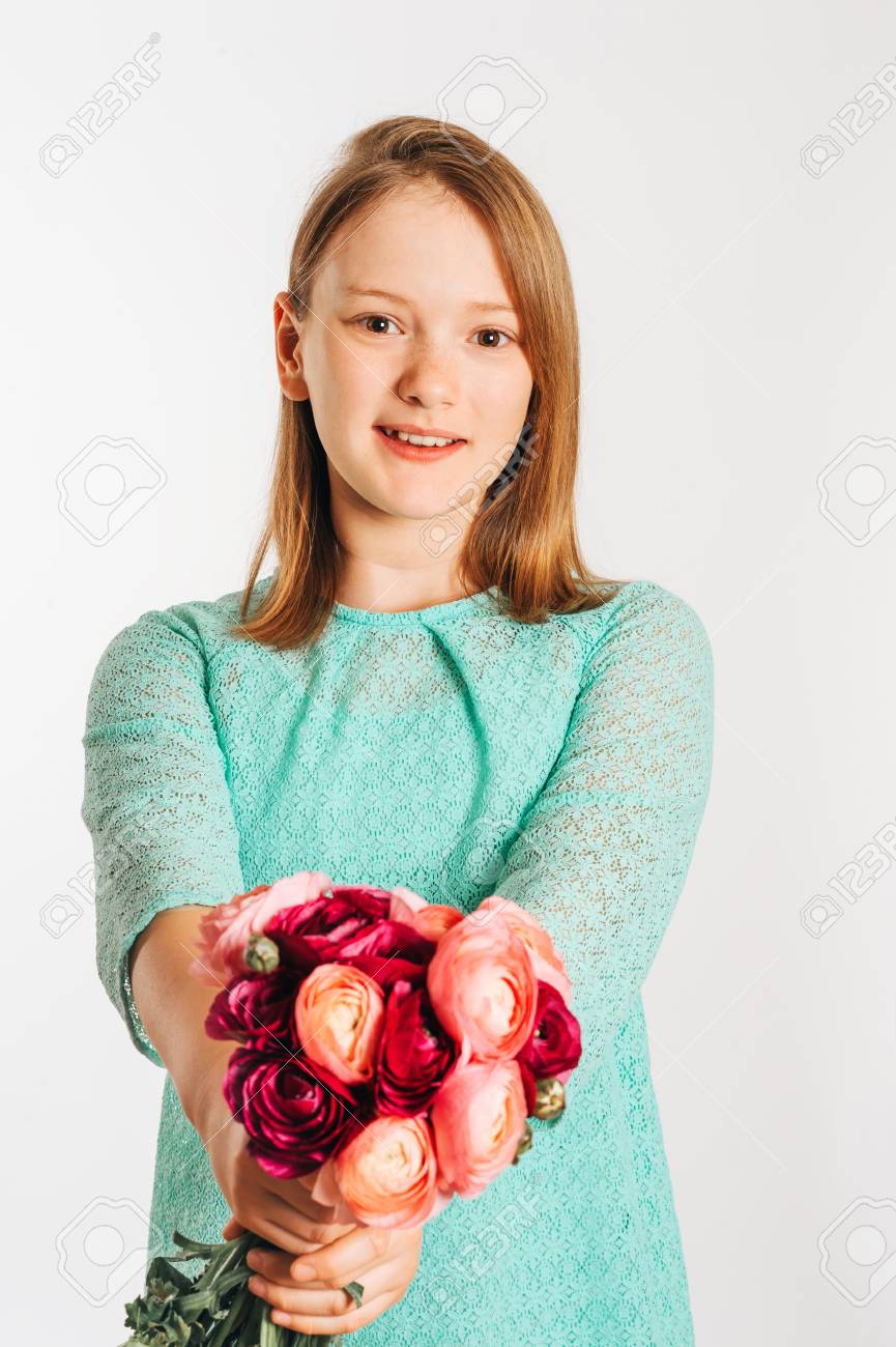 green dress with pink flowers